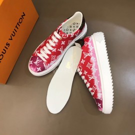 LV Tie-Dyed Monogram Cowhide Thick Soled Sneakers For Men And Women Red