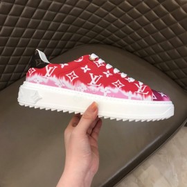LV Tie-Dyed Monogram Cowhide Thick Soled Sneakers For Men And Women Red