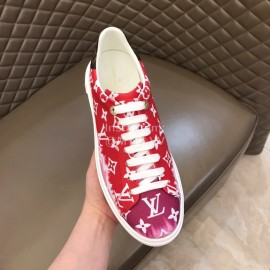 LV Tie-Dyed Monogram Cowhide Thick Soled Sneakers For Men And Women Red