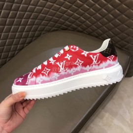 LV Tie-Dyed Monogram Cowhide Thick Soled Sneakers For Men And Women Red