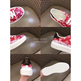 LV Tie-Dyed Monogram Cowhide Thick Soled Sneakers For Men And Women Red
