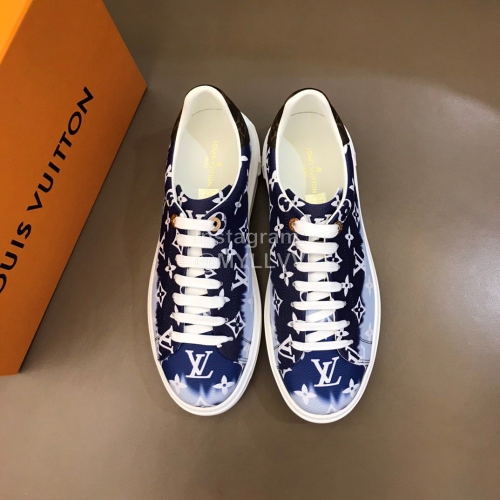 LV Tie-Dyed Monogram Cowhide Thick Soled Sneakers For Men And Women Blue