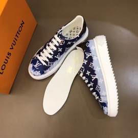 LV Tie-Dyed Monogram Cowhide Thick Soled Sneakers For Men And Women Blue