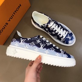 LV Tie-Dyed Monogram Cowhide Thick Soled Sneakers For Men And Women Blue