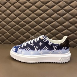 LV Tie-Dyed Monogram Cowhide Thick Soled Sneakers For Men And Women Blue