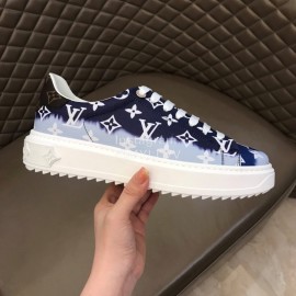 LV Tie-Dyed Monogram Cowhide Thick Soled Sneakers For Men And Women Blue