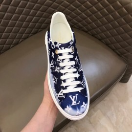LV Tie-Dyed Monogram Cowhide Thick Soled Sneakers For Men And Women Blue