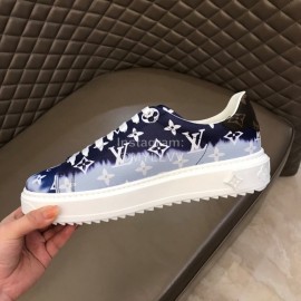 LV Tie-Dyed Monogram Cowhide Thick Soled Sneakers For Men And Women Blue