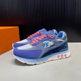 LV Suede Mesh Sneakers For Men Blue