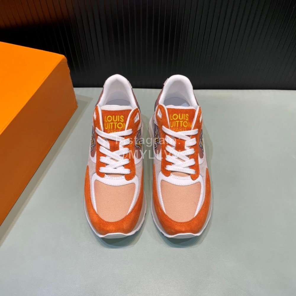 LV Suede Mesh Sneakers For Men Orange