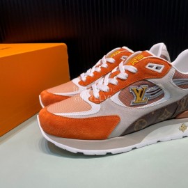 LV Suede Mesh Sneakers For Men Orange