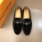 LV VeLVet Cowhide Hardware Buckle Loafers For Men Black