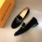 LV VeLVet Cowhide Hardware Buckle Loafers For Men Black