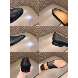 LV Cowhide Hardware Buckle Loafers For Men Black