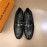 LV Black Cowhide Hardware Buckle Loafers For Men