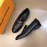 LV Black Cowhide Hardware Buckle Loafers For Men