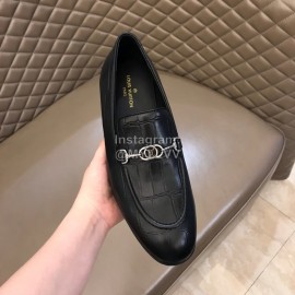 LV Black Cowhide Hardware Buckle Loafers For Men