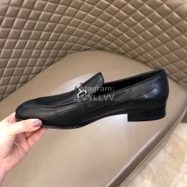 LV Black Cowhide Hardware Buckle Loafers For Men