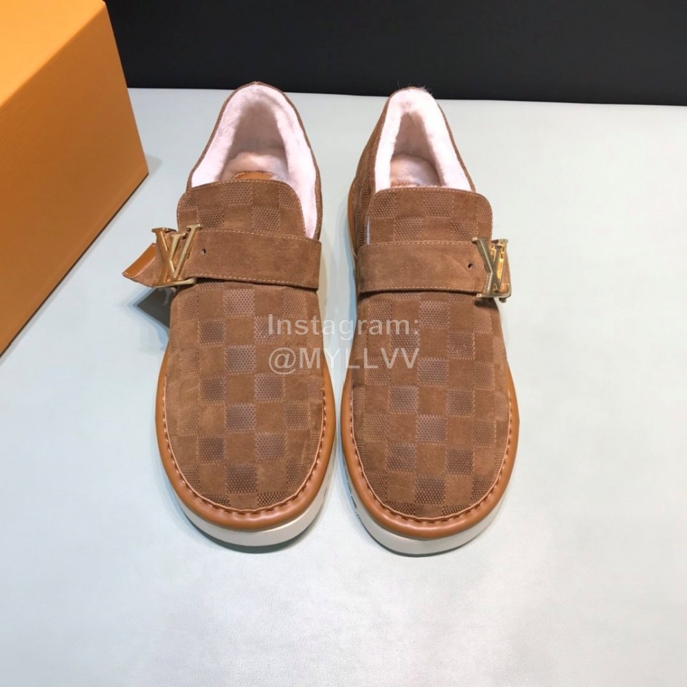 LV Winter Wool Denim Casual Shoes For Men Brown