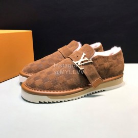 LV Winter Wool Denim Casual Shoes For Men Brown
