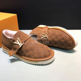 LV Winter Wool Denim Casual Shoes For Men Brown