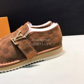 LV Winter Wool Denim Casual Shoes For Men Brown