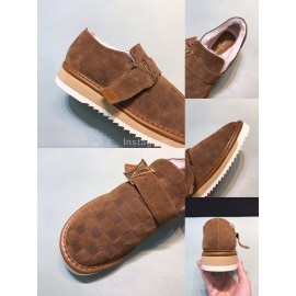 LV Winter Wool Denim Casual Shoes For Men Brown