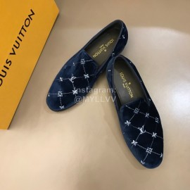 LV VeLVet Cowhide Business Loafers For Men Navy