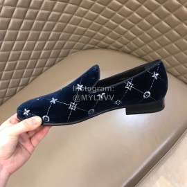 LV VeLVet Cowhide Business Loafers For Men Navy