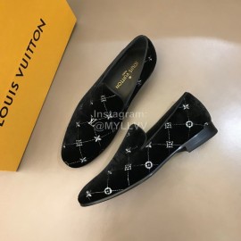 LV VeLVet Cowhide Business Loafers For Men Black