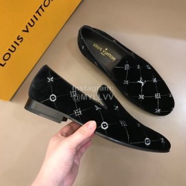 LV VeLVet Cowhide Business Loafers For Men Black