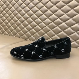 LV VeLVet Cowhide Business Loafers For Men Black
