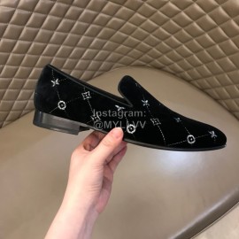 LV VeLVet Cowhide Business Loafers For Men Black