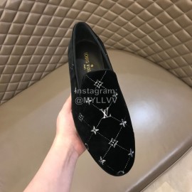 LV VeLVet Cowhide Business Loafers For Men Black