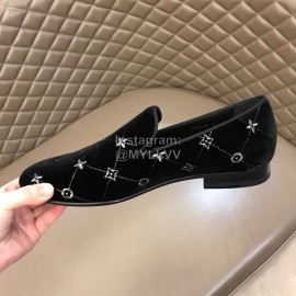 LV VeLVet Cowhide Business Loafers For Men Black