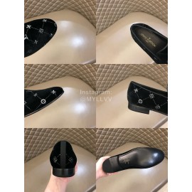 LV VeLVet Cowhide Business Loafers For Men Black