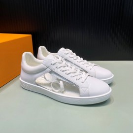 LV Transparent Leather Casual Sneakers For Men White