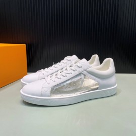 LV Transparent Leather Casual Sneakers For Men White