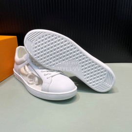 LV Transparent Leather Casual Sneakers For Men White