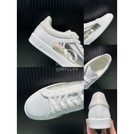 LV Transparent Leather Casual Sneakers For Men White