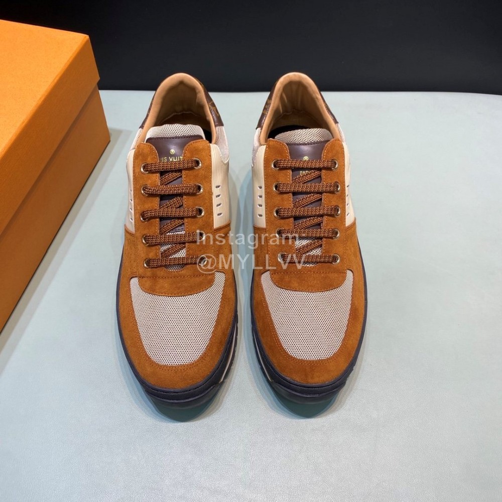 LV Suede Calf Leather Lace Up Shoes For Men Brown