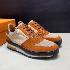 LV Suede Calf Leather Lace Up Shoes For Men Brown