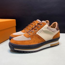 LV Suede Calf Leather Lace Up Shoes For Men Brown