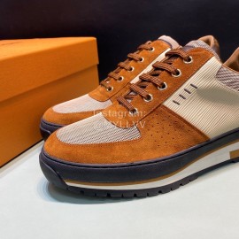 LV Suede Calf Leather Lace Up Shoes For Men Brown