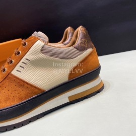 LV Suede Calf Leather Lace Up Shoes For Men Brown