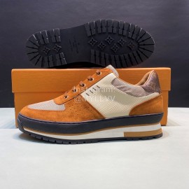 LV Suede Calf Leather Lace Up Shoes For Men Brown