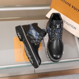LV Calf Leather Casual High Top Short Boots For Men Black