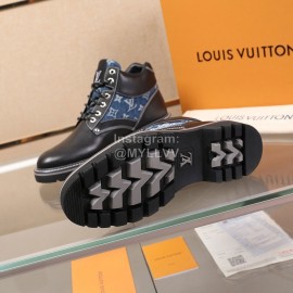 LV Calf Leather Casual High Top Short Boots For Men Black