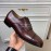 LV Calf Leather Lace Up Business Shoes For Men Reddish Brown