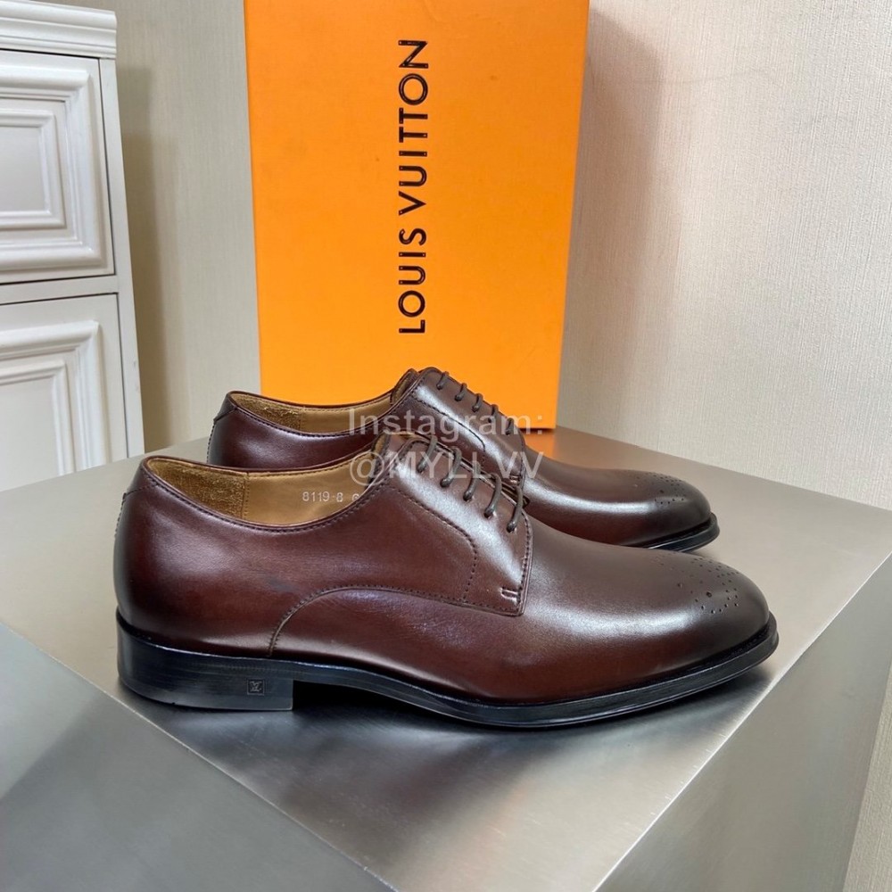 LV Calf Leather Lace Up Business Shoes For Men Brown